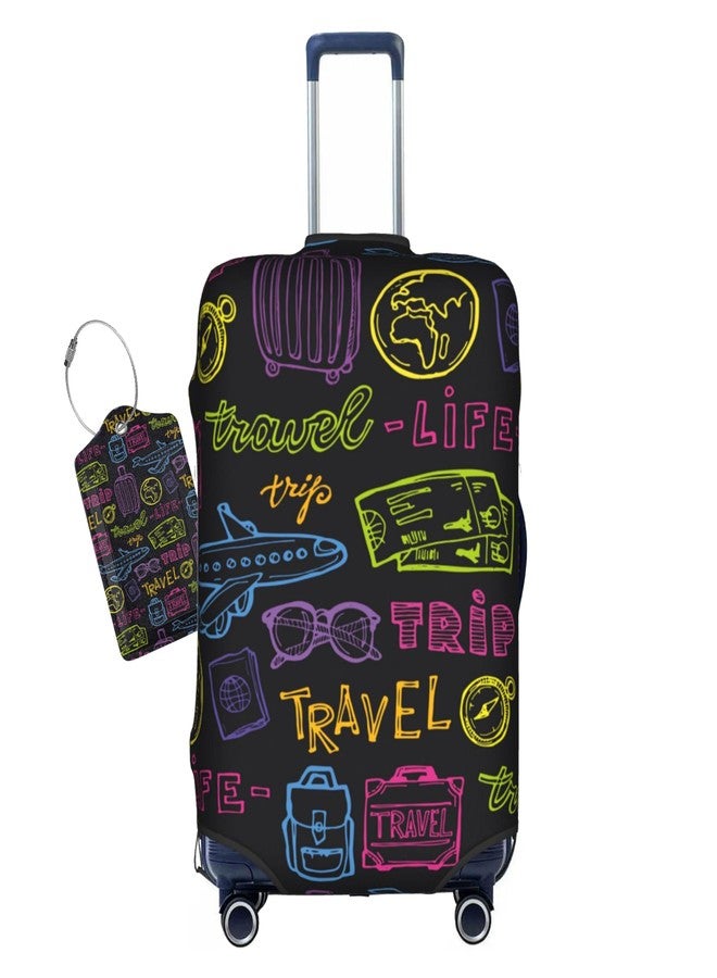 Vridoyt Trip Colored Graffiti Travel-Life Style Luggage Cover Washable Suitcase Protector, Luggage Tag Travel Birthday Gifts For Men Women(XL 29-32 Inch Luggage) - Image 1